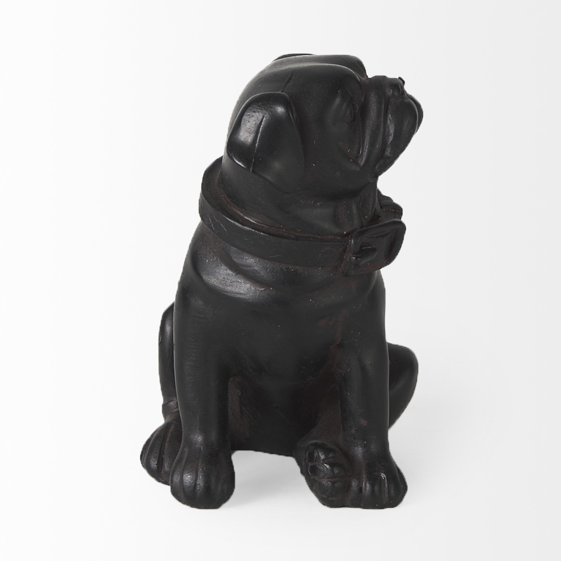 Black Resin Pug Dog Sculpture