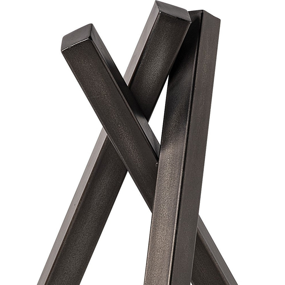 12" Gunmetal Gray Metal Abstract Geometric Tabletop Sculpture