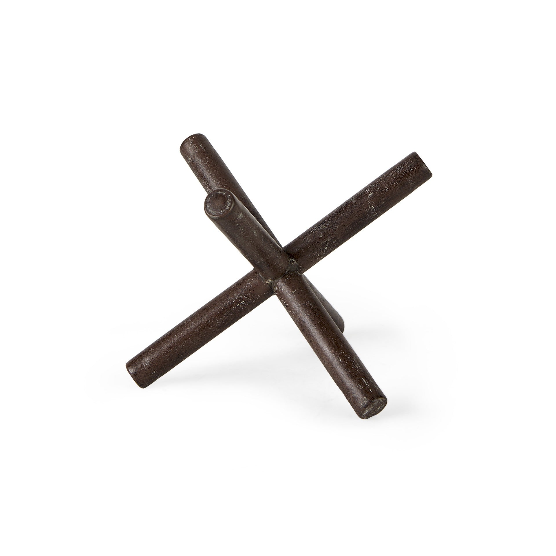 5" Brown Rustic Metal X Decorative Tabletop Sculpture