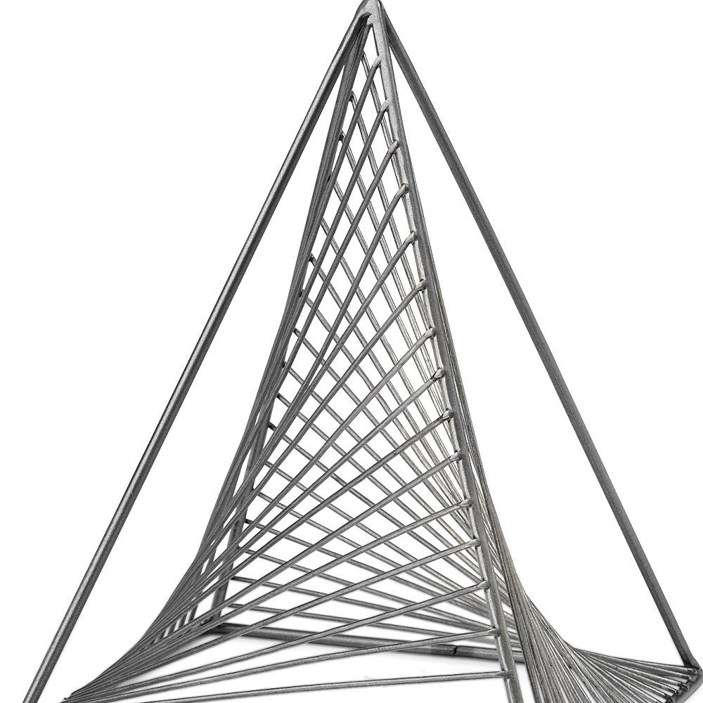 Contemporary Gray Metal Triangular Decor Piece