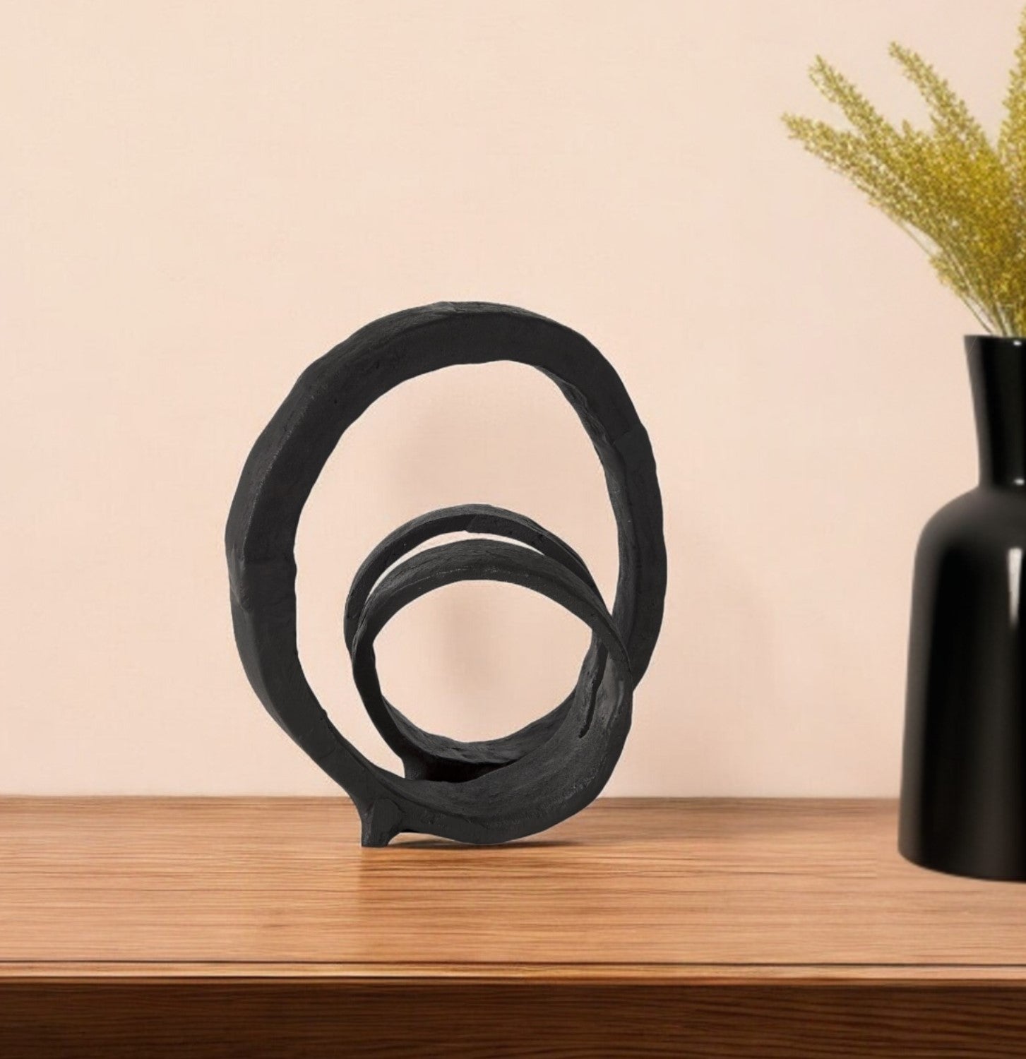 Black Metal Ribbon Loop Sculpture