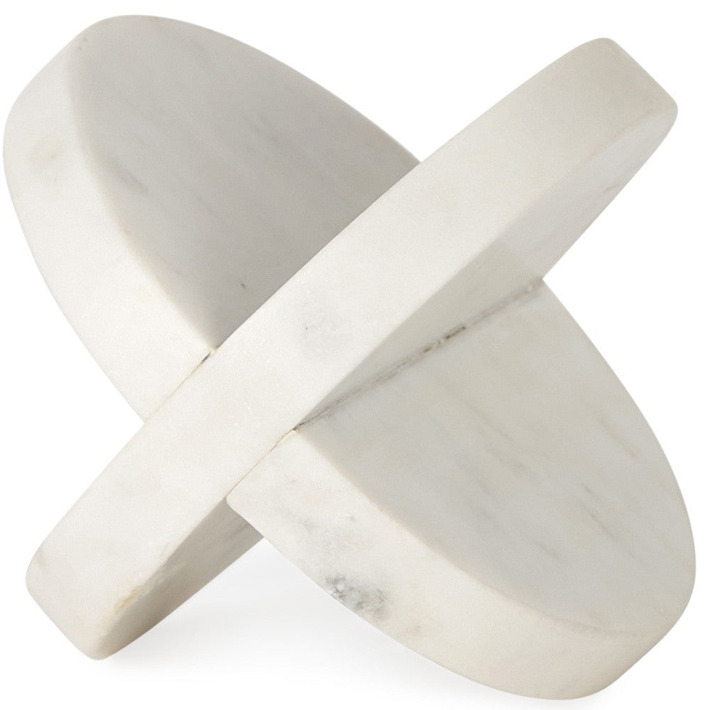 Petite White Marble Circular Sculpture