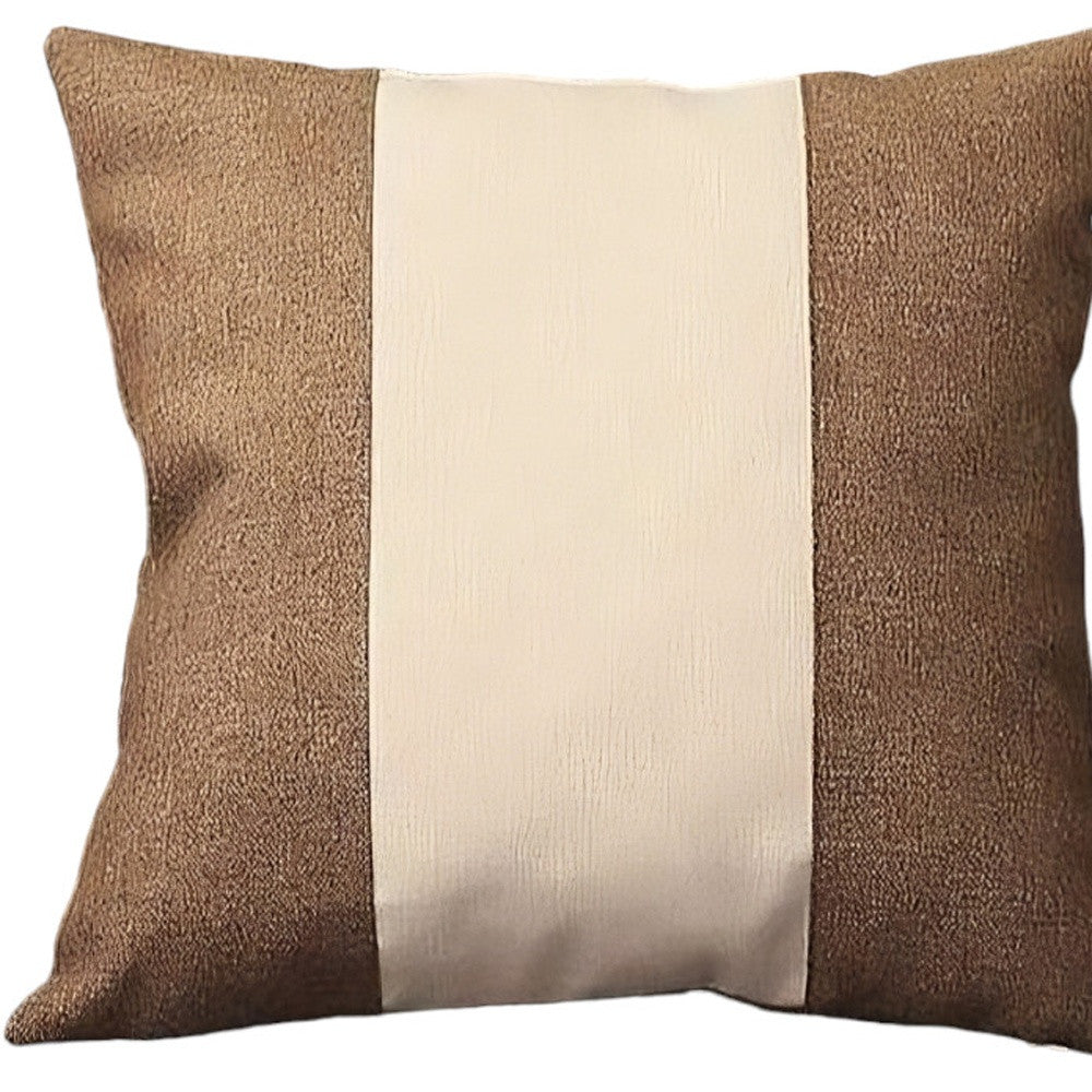 Set of Two 18" Brown and Ivory Throw Pillow Cover