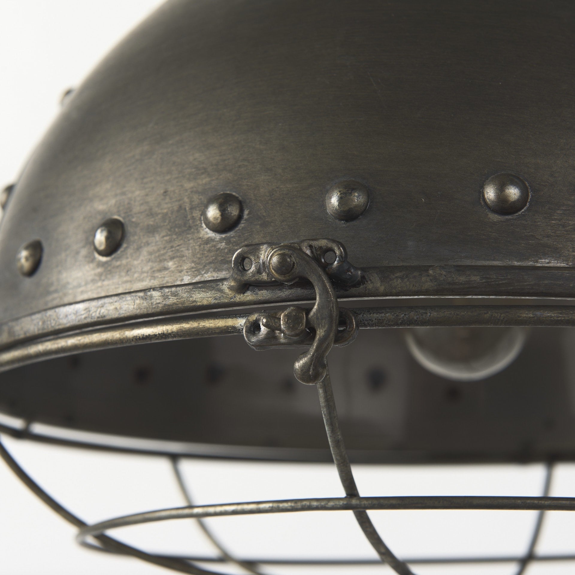 Industrial Caged Black Metal Hanging Light