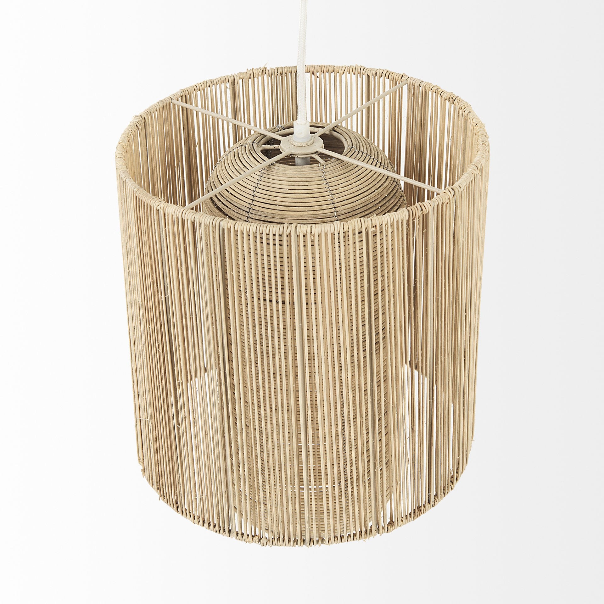 Natural Cane Cylindrical Hanging Pendant Light