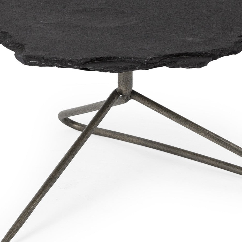 33" Black Metal Round Coffee Table