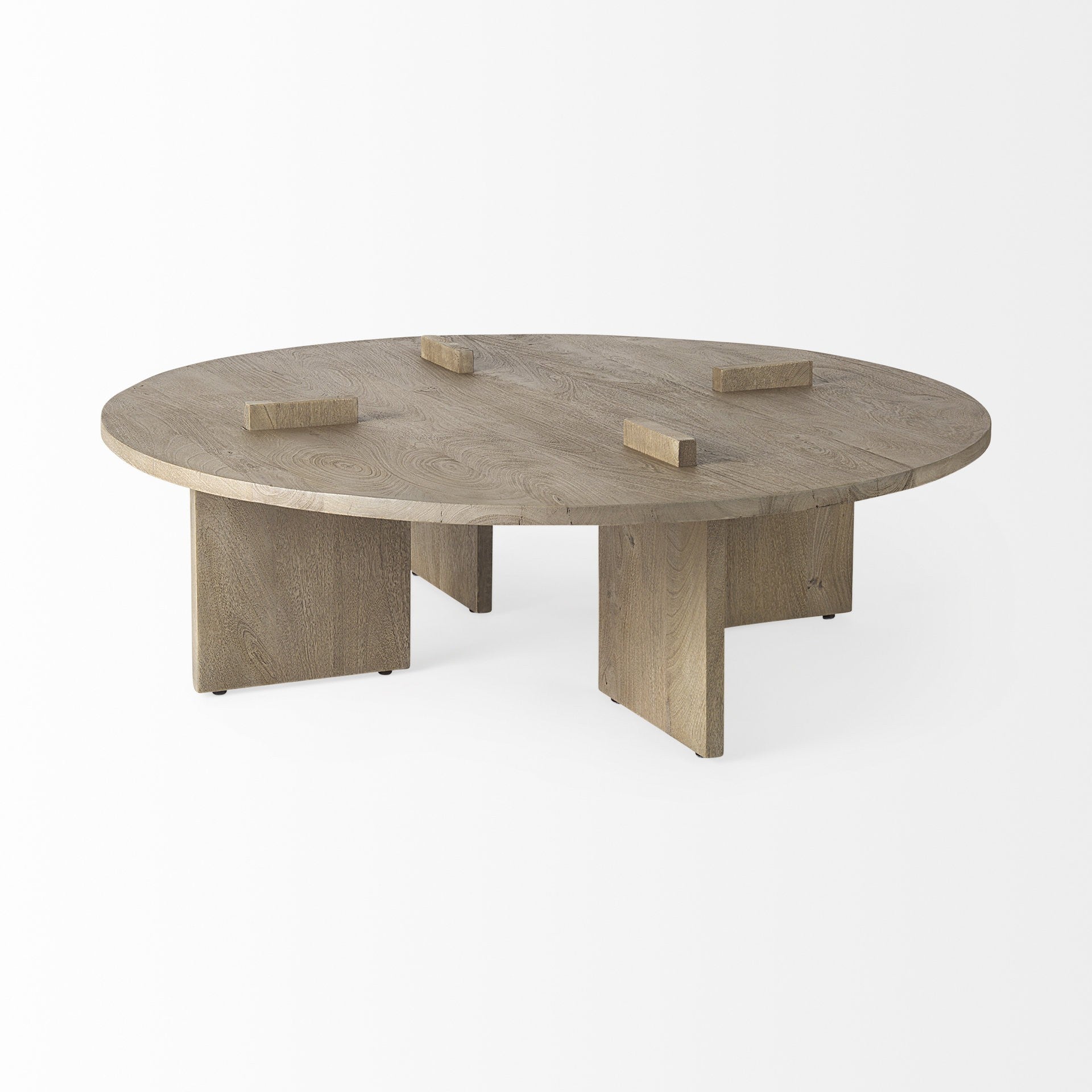 Cool Gray Brown Round Wooden Coffee Table