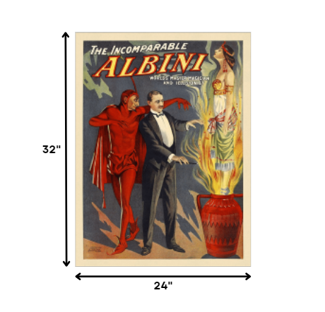 18" X 24" The Incomparable Albini Vintage Magic Poster Wall Art