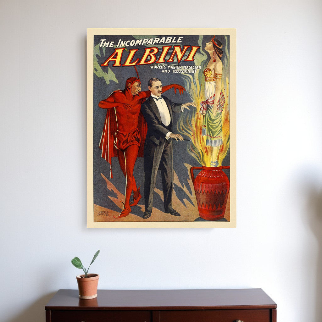 18" X 24" The Incomparable Albini Vintage Magic Poster Wall Art