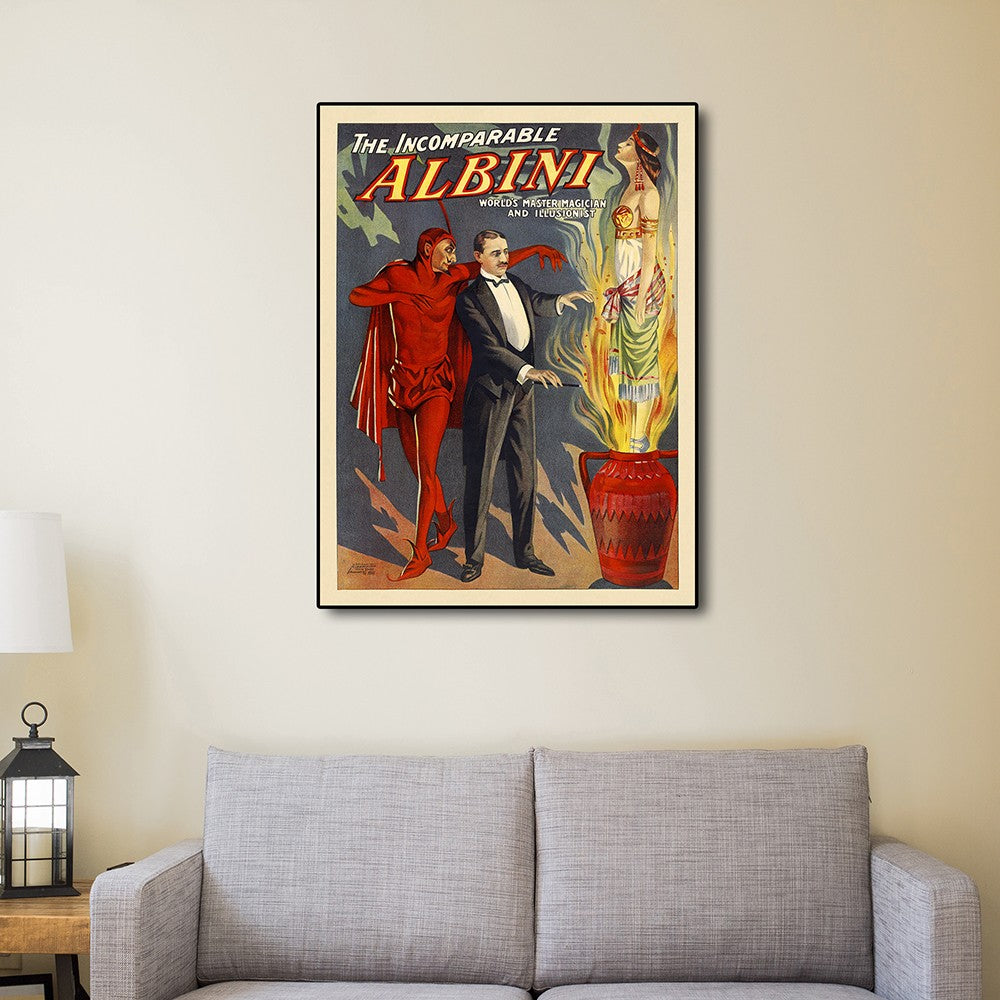 18" X 24" The Incomparable Albini Vintage Magic Poster Wall Art