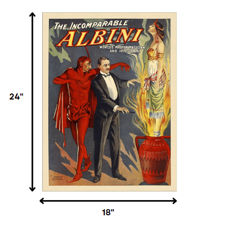 18" X 24" The Incomparable Albini Vintage Magic Poster Wall Art