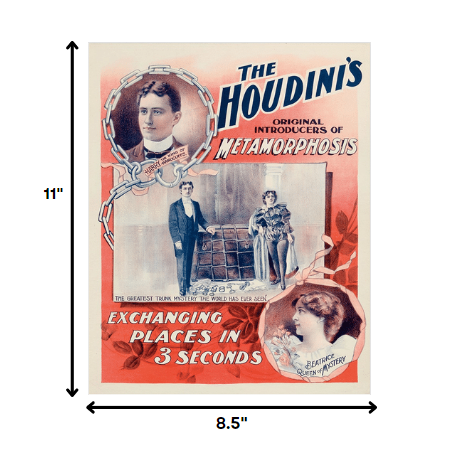 The Houdini's Metamorphosis Vintage Magic Unframed Print Wall Art