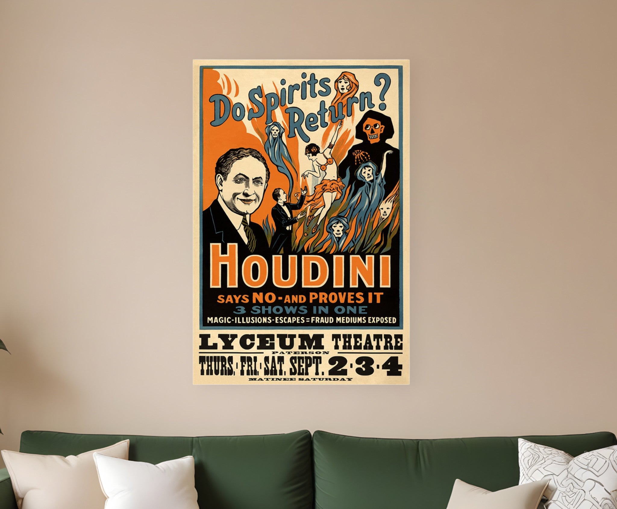 Houdini Spirits Vintage Magic Unframed Print Wall Art