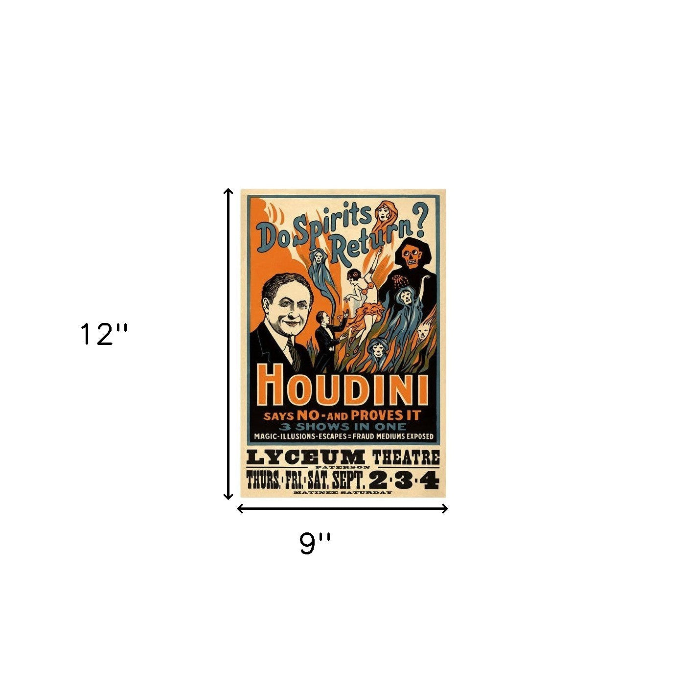 Houdini Spirits Vintage Magic Unframed Print Wall Art