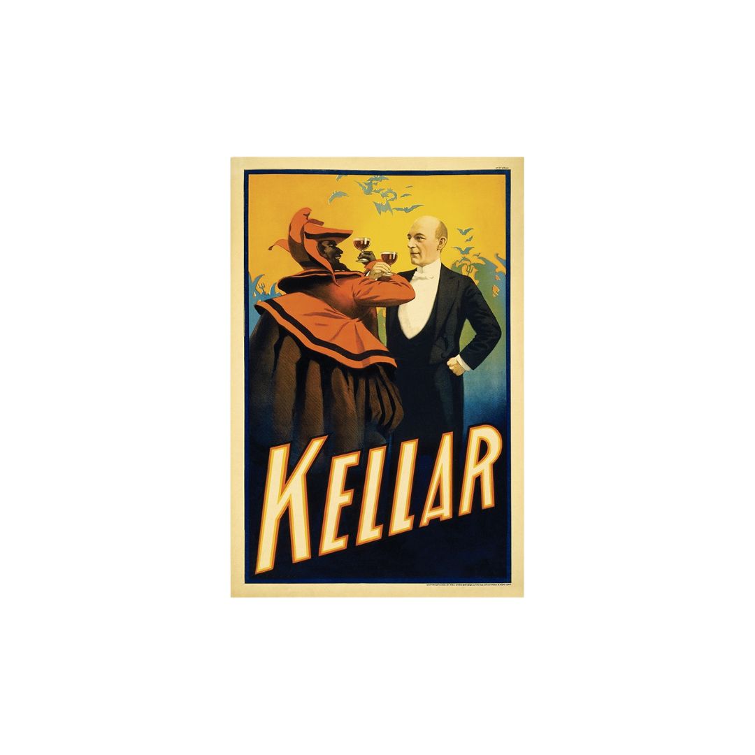 Kellar Having Drinks With The Devil Vintage Magic Unframed Print Wall Art