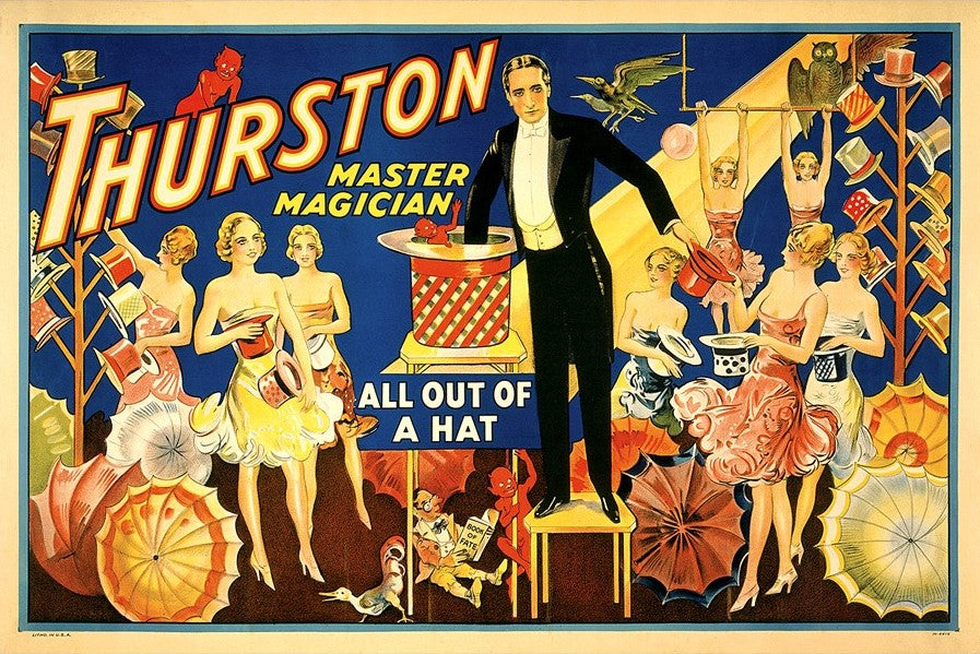 Thurston Out Of A Hat Vintage Magic Unframed Print Wall Art