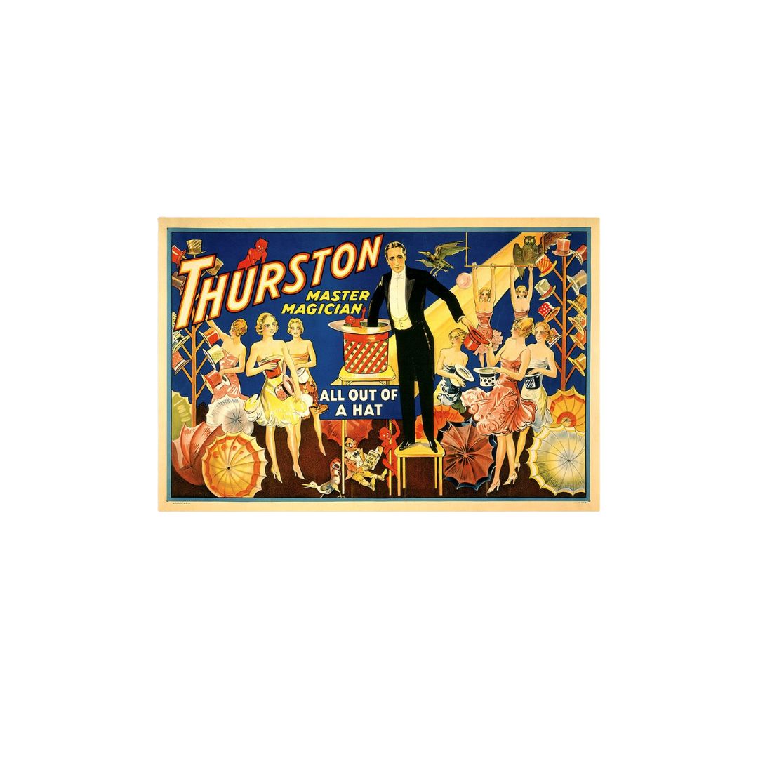 Thurston Out Of A Hat Vintage Magic Unframed Print Wall Art