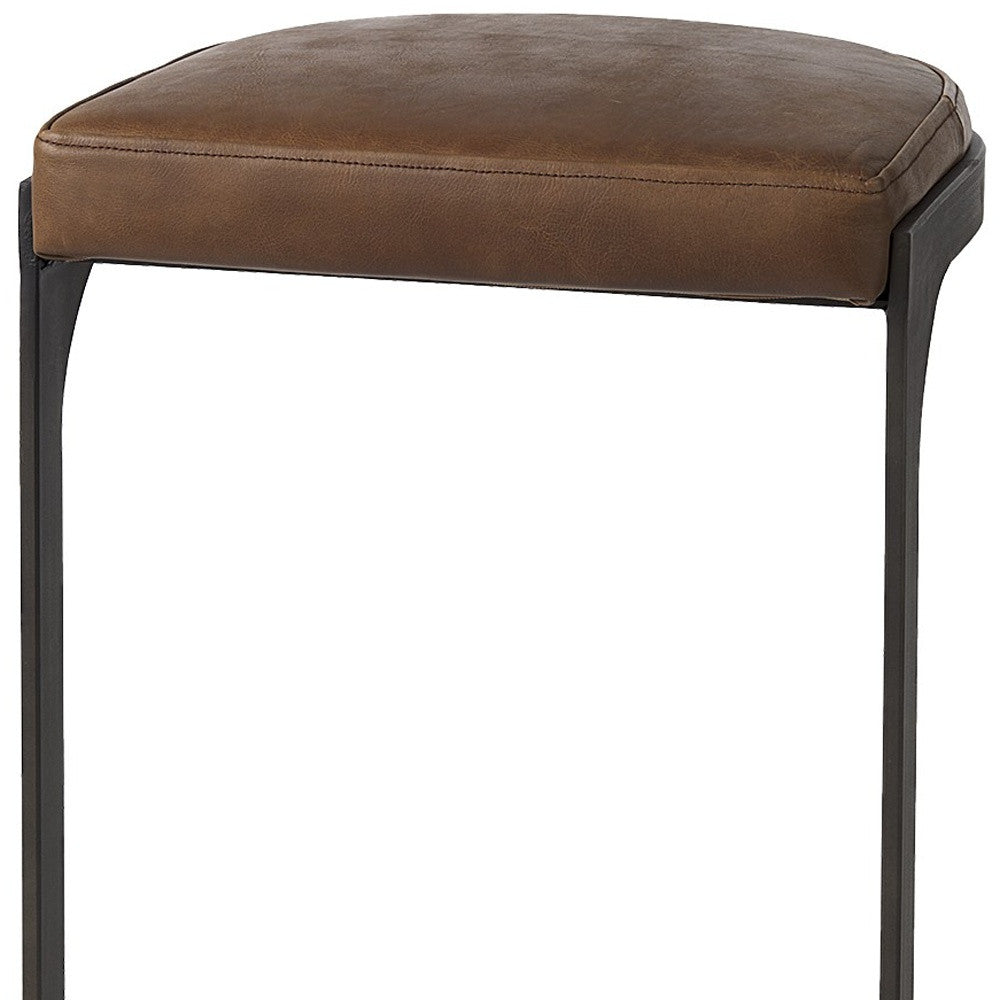 35" Medium Brown Iron Backless Bar Chair