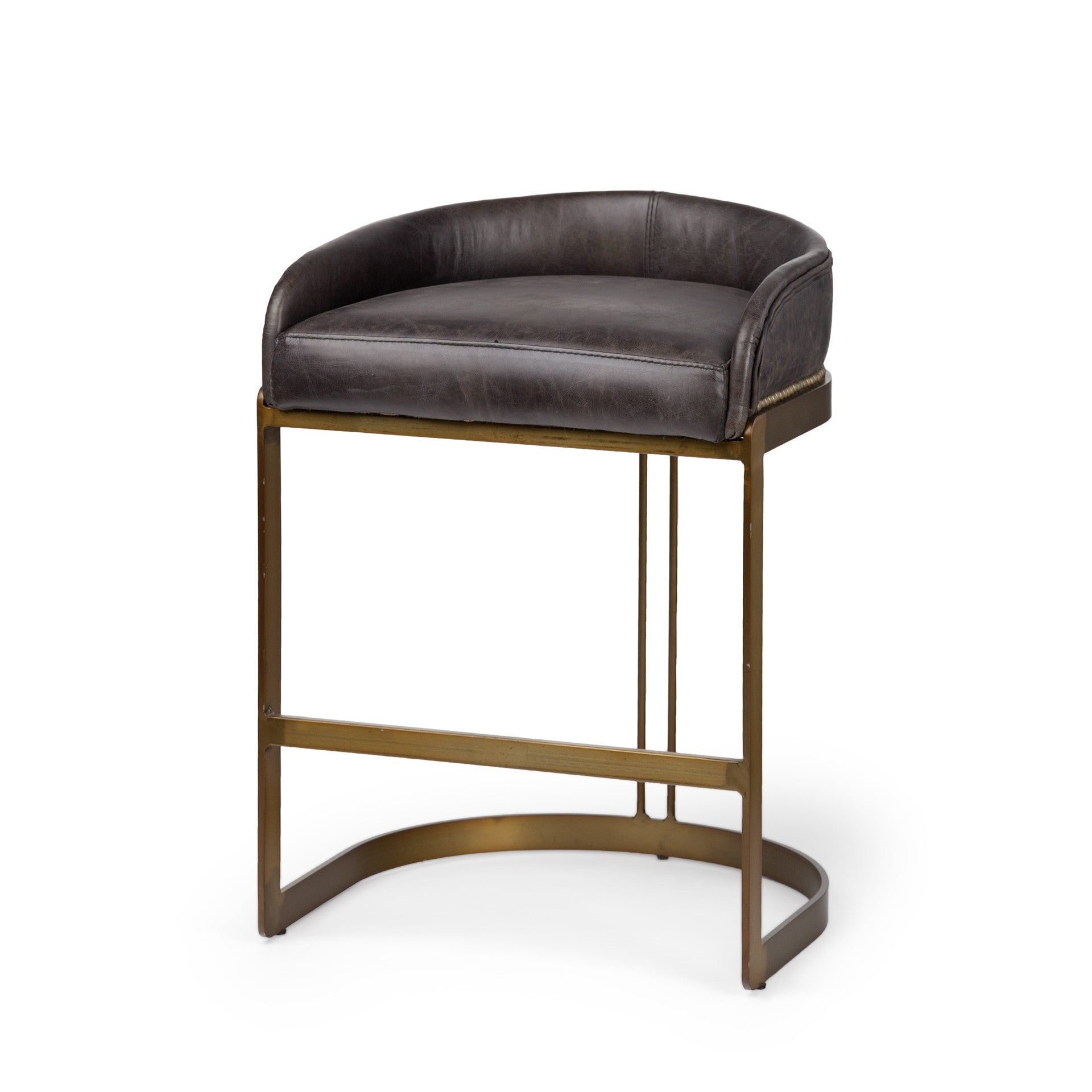 29" Black And Gold Metal Low Back Bar Height Bar Chair