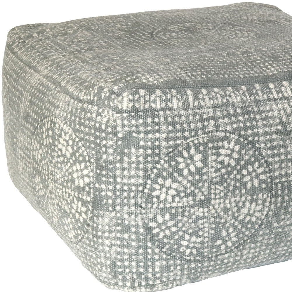 Light Gray Patterned Rectangle Pouf