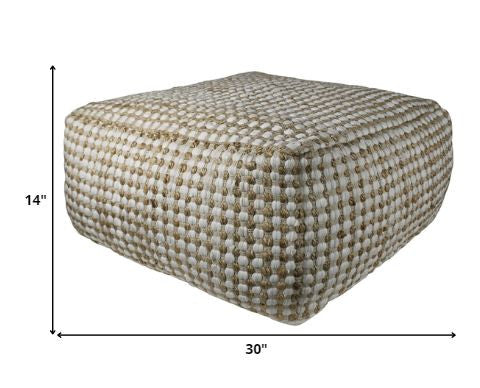 Natural Hemp Dotted Rectangle Pouf