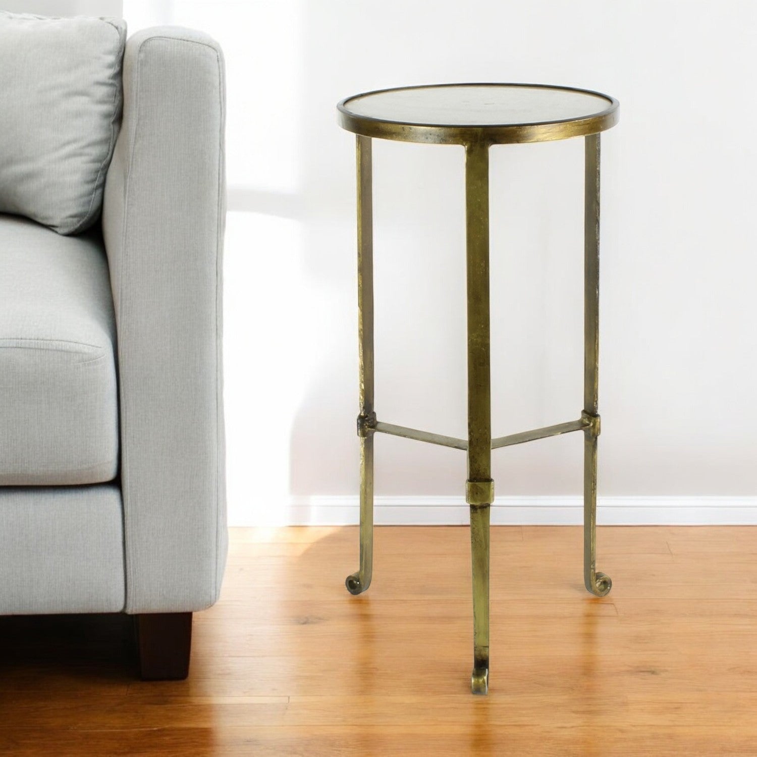 24" Brass Iron Square End Table