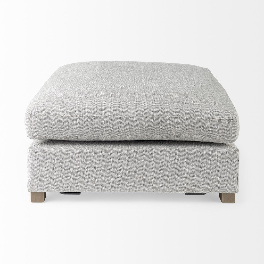 39" Light Gray Polyester And Brown Cocktail Ottoman