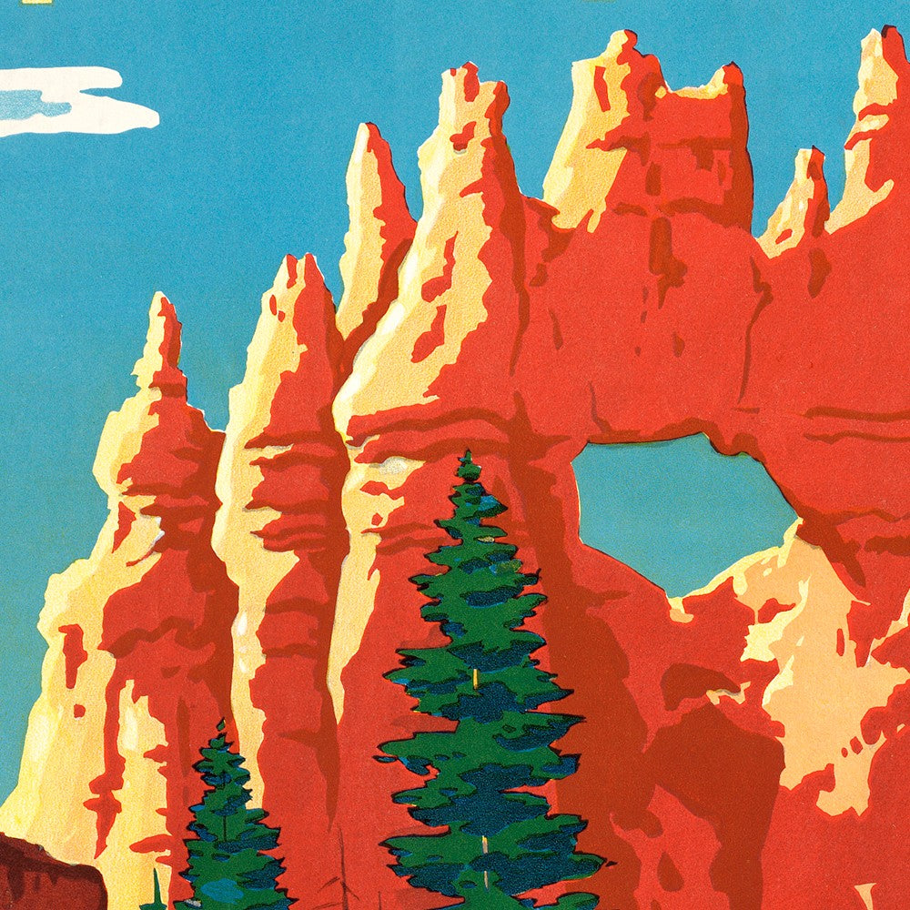 Vintage 1950s Bryce Canyon National Park Unframed Print Wall Art