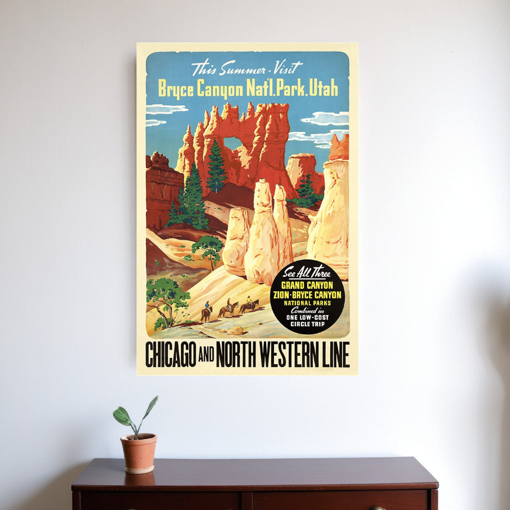 Vintage 1950s Bryce Canyon National Park Unframed Print Wall Art