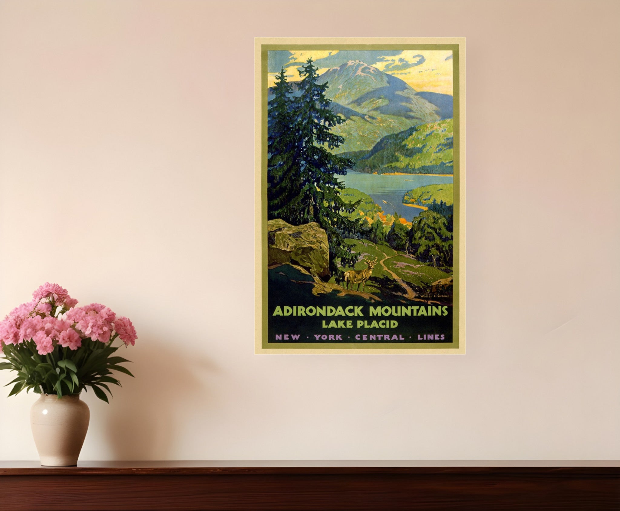 Vintage 1920S Adirondack Mountains Unframed Print Wall Art