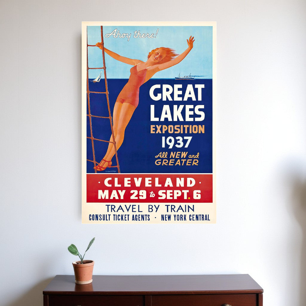 24" X 36" Great Lakes 1937 Vintage Travel Poster Wall Art