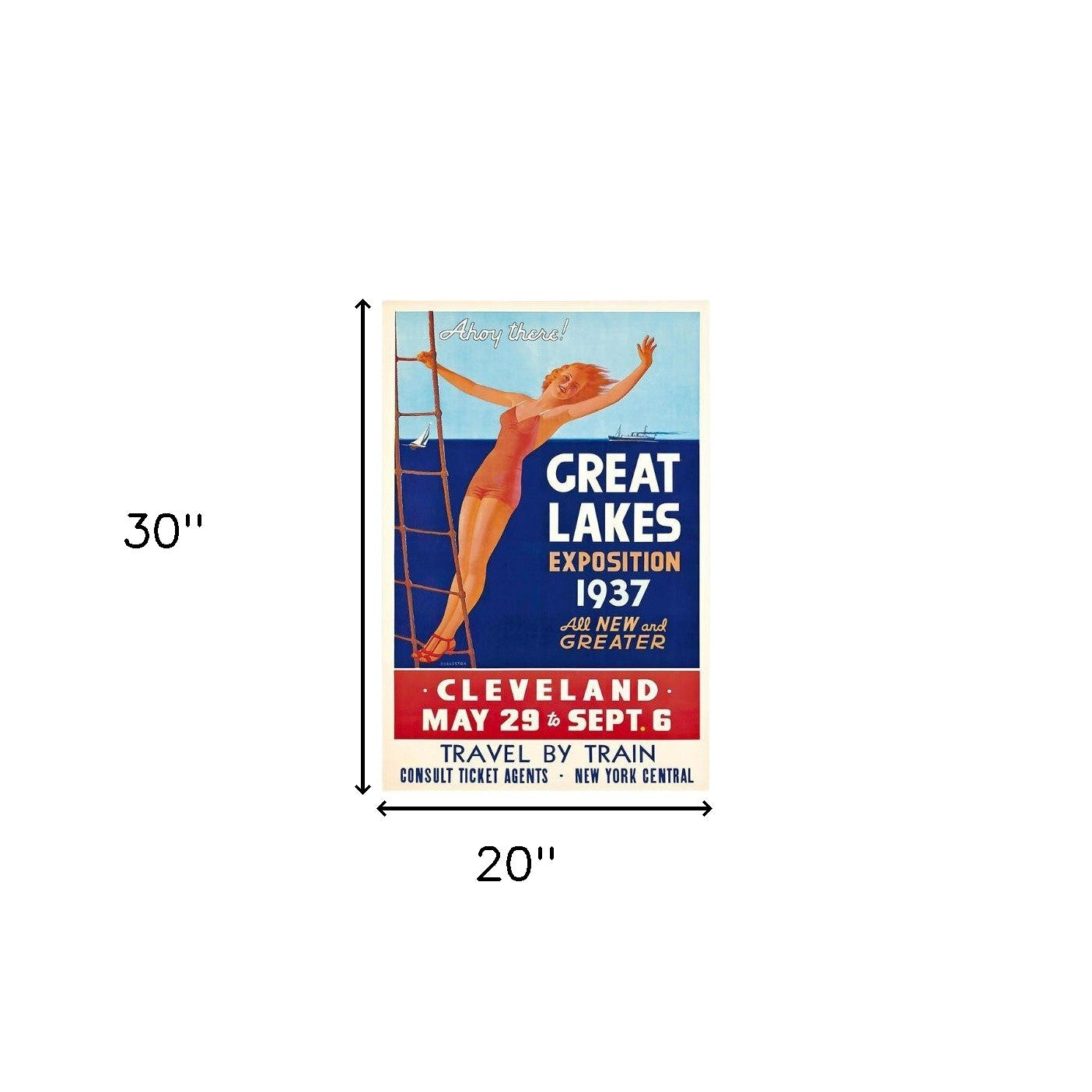 24" X 36" Great Lakes 1937 Vintage Travel Poster Wall Art