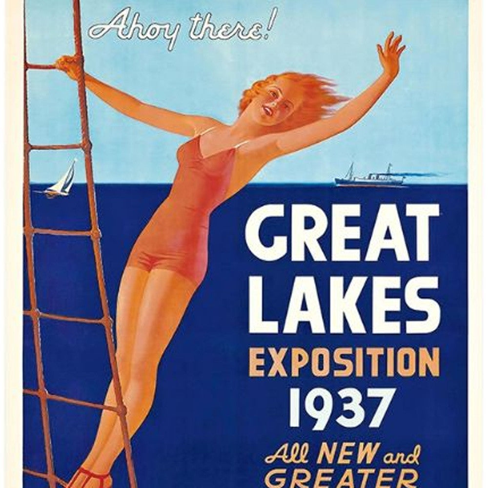 24" X 36" Great Lakes 1937 Vintage Travel Poster Wall Art