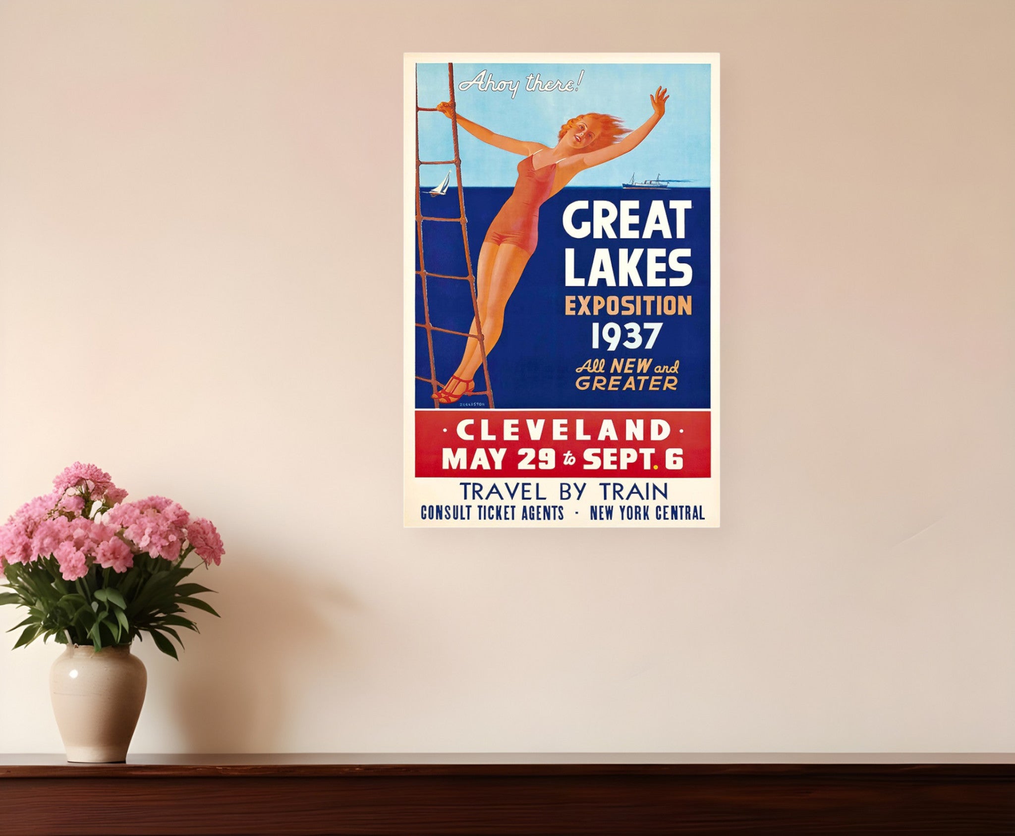 24" X 36" Great Lakes 1937 Vintage Travel Poster Wall Art