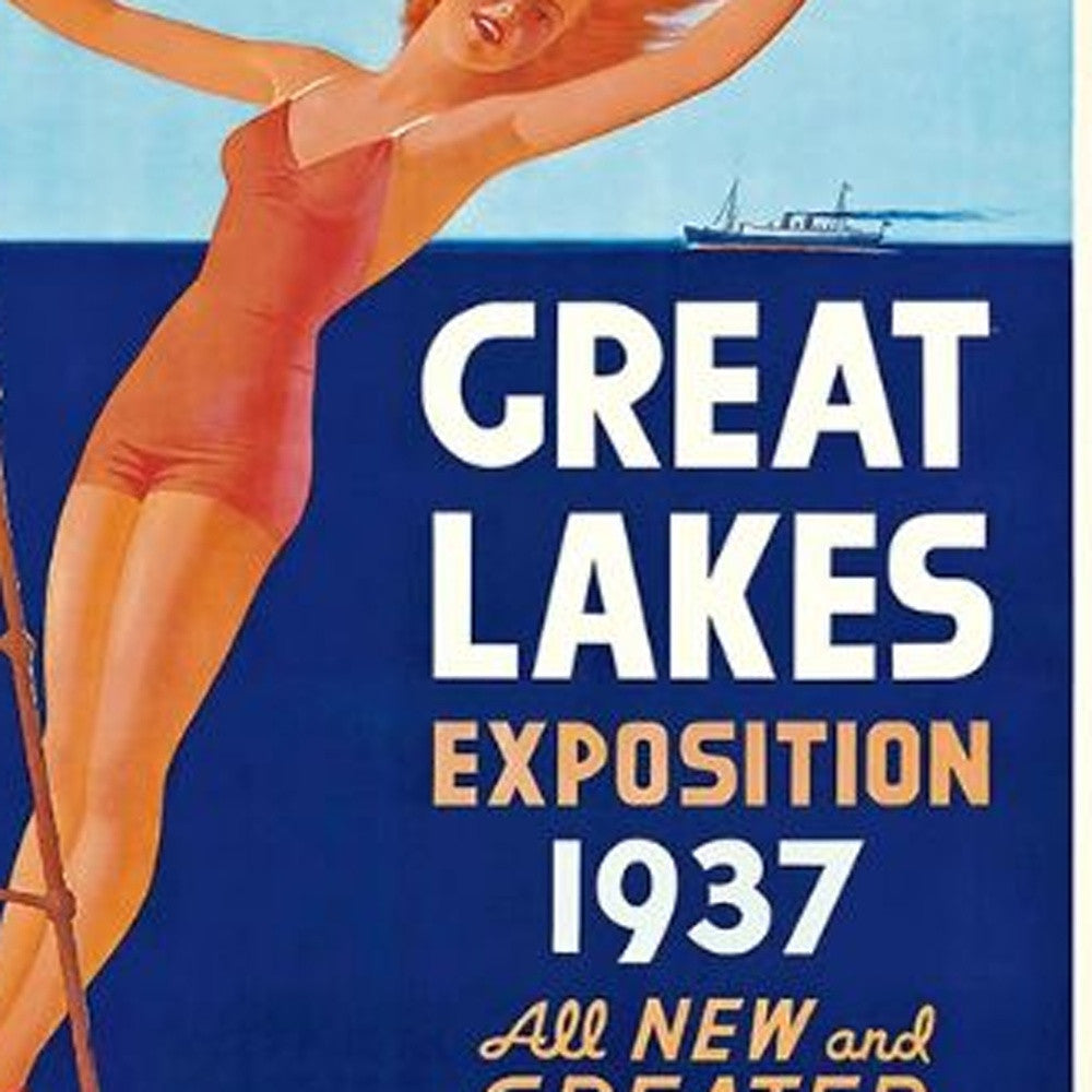 24" X 36" Great Lakes 1937 Vintage Travel Poster Wall Art