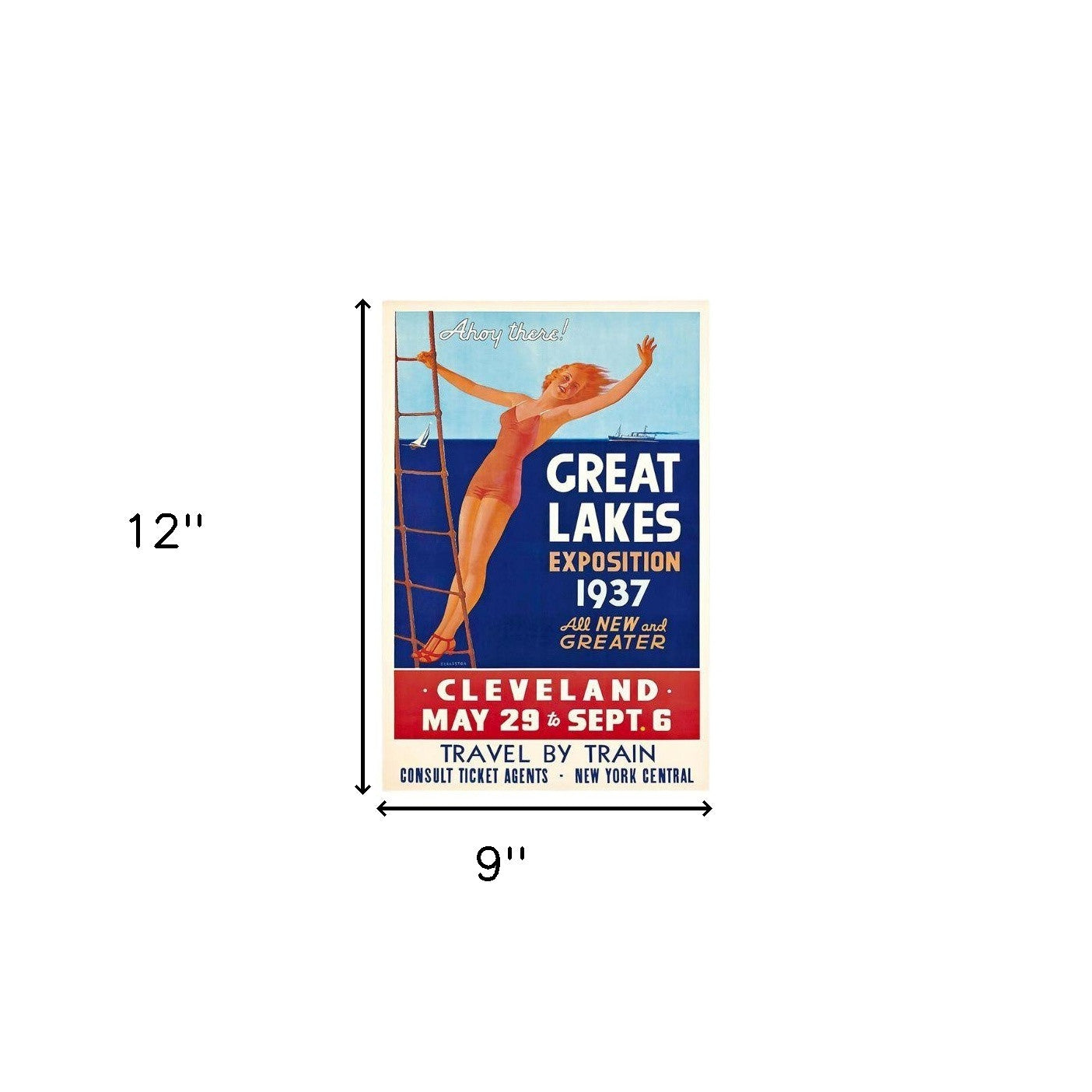 24" X 36" Great Lakes 1937 Vintage Travel Poster Wall Art