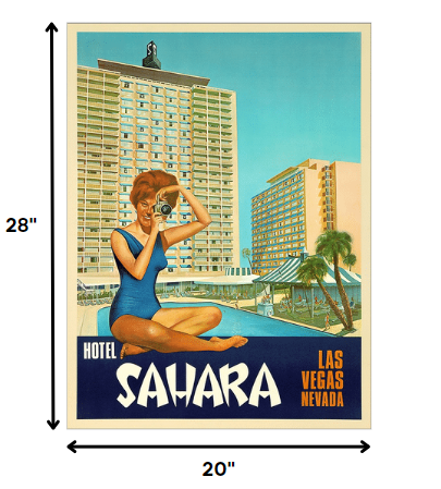 24" X 30" Hotel Sahara C1960S Las Vegas Vintage Travel Poster Wall Art