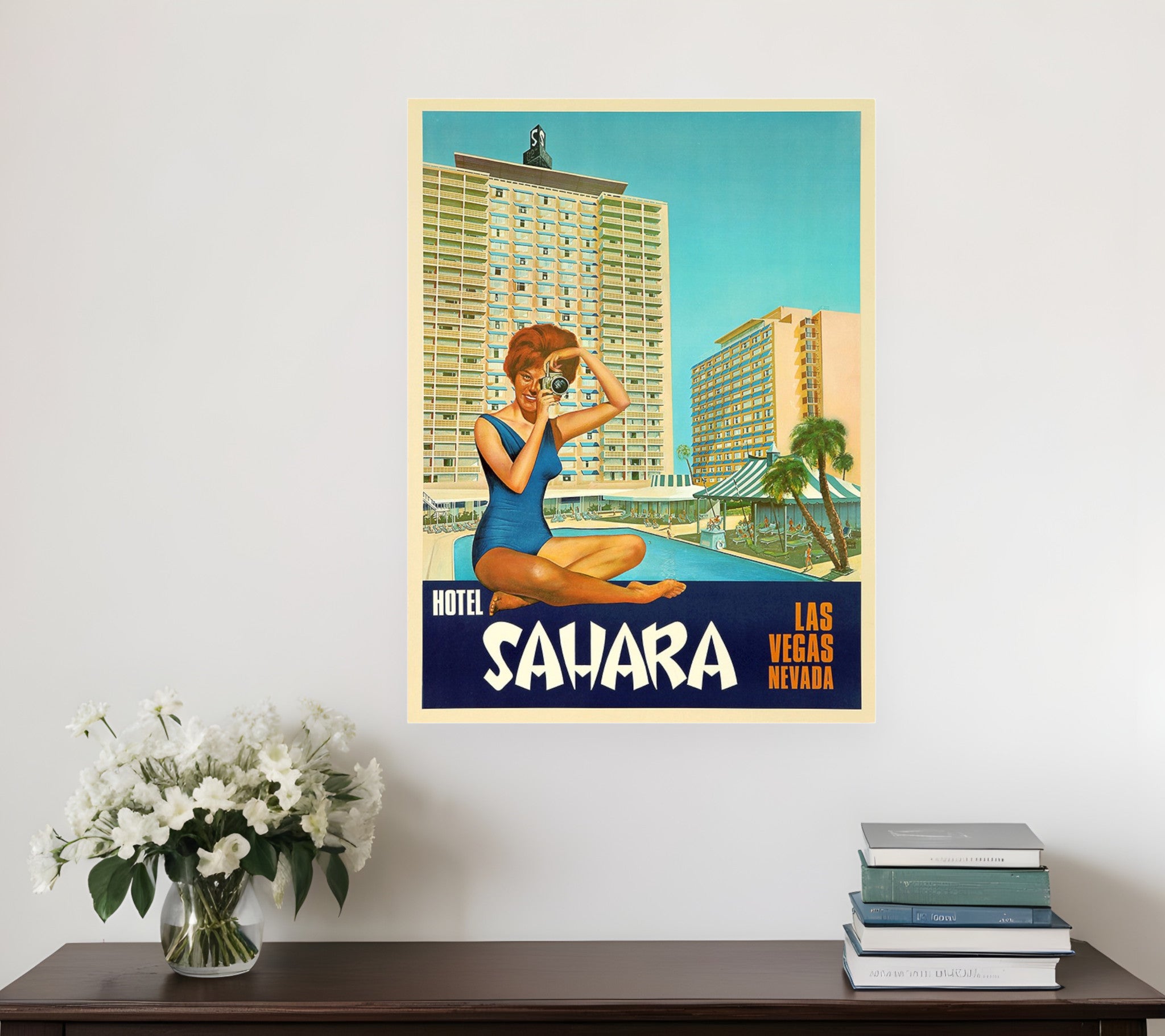 24" X 30" Hotel Sahara C1960S Las Vegas Vintage Travel Poster Wall Art