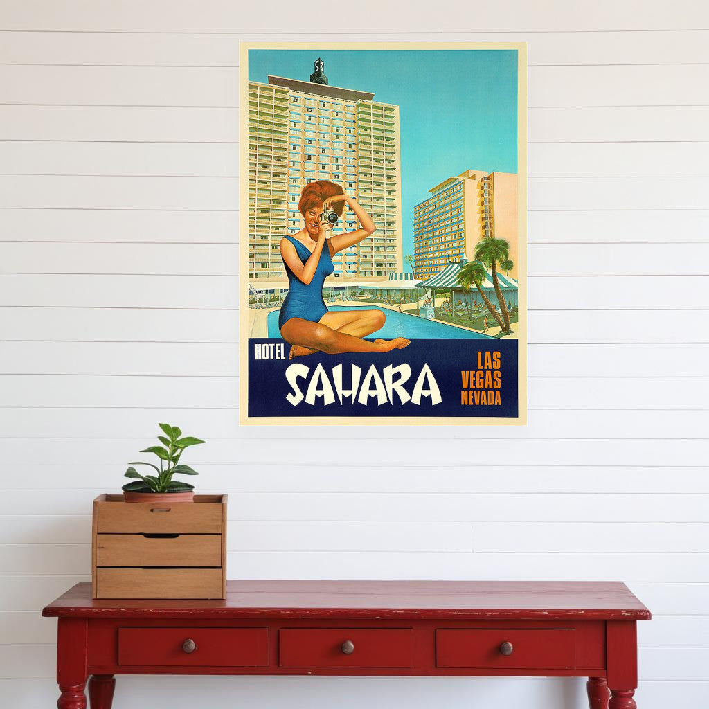 24" X 30" Hotel Sahara C1960S Las Vegas Vintage Travel Poster Wall Art