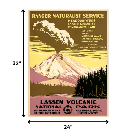 18" X 24" Lassen Volcanic National Park Vintage Travel Poster Wall Art