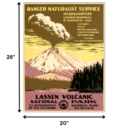 18" X 24" Lassen Volcanic National Park Vintage Travel Poster Wall Art