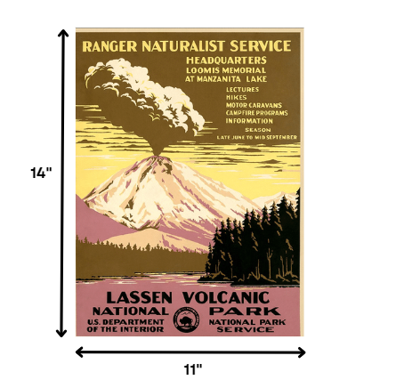 18" X 24" Lassen Volcanic National Park Vintage Travel Poster Wall Art