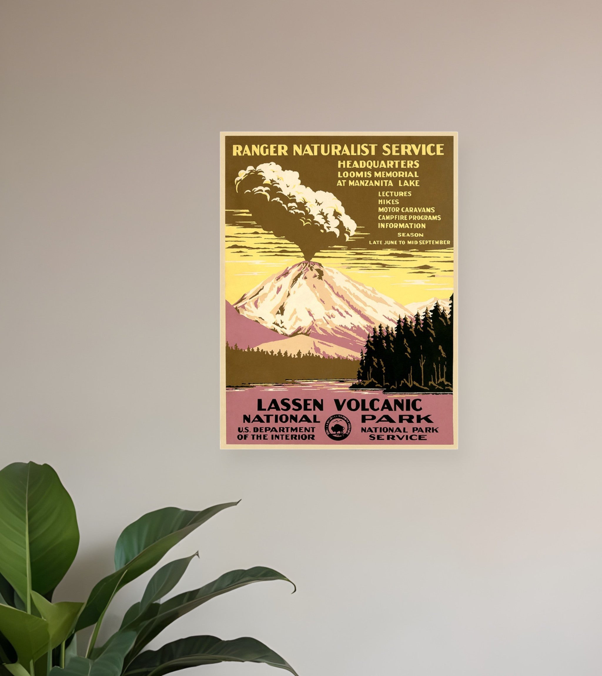 24" X 32" Lassen Volcanic National Park Vintage Travel Poster Wall Art