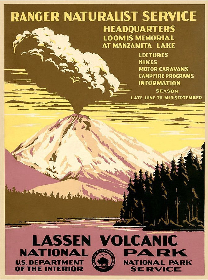 24" X 32" Lassen Volcanic National Park Vintage Travel Poster Wall Art