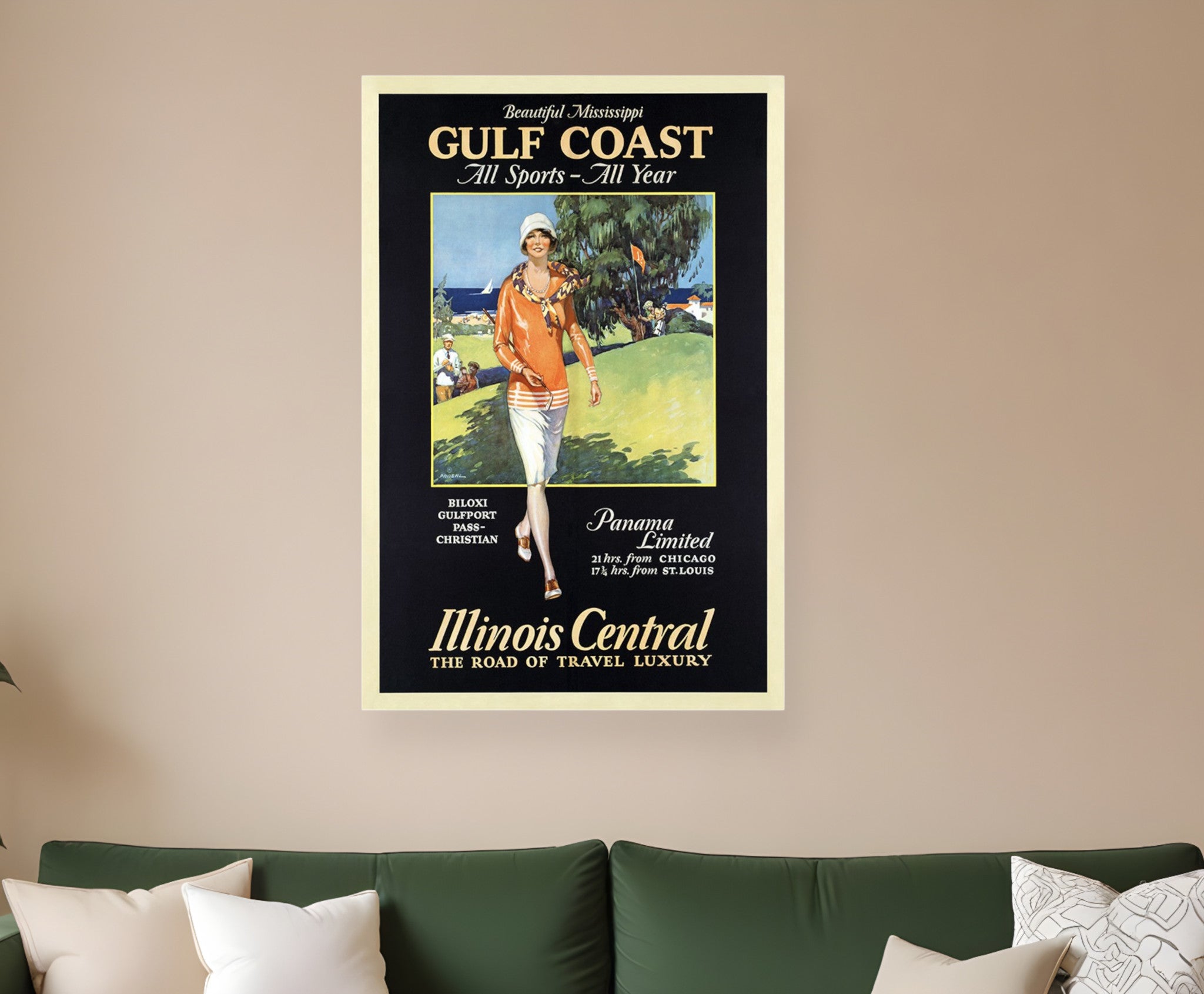 Gulf Coast Golf 1932 Vintage Travel Unframed Print Wall Art