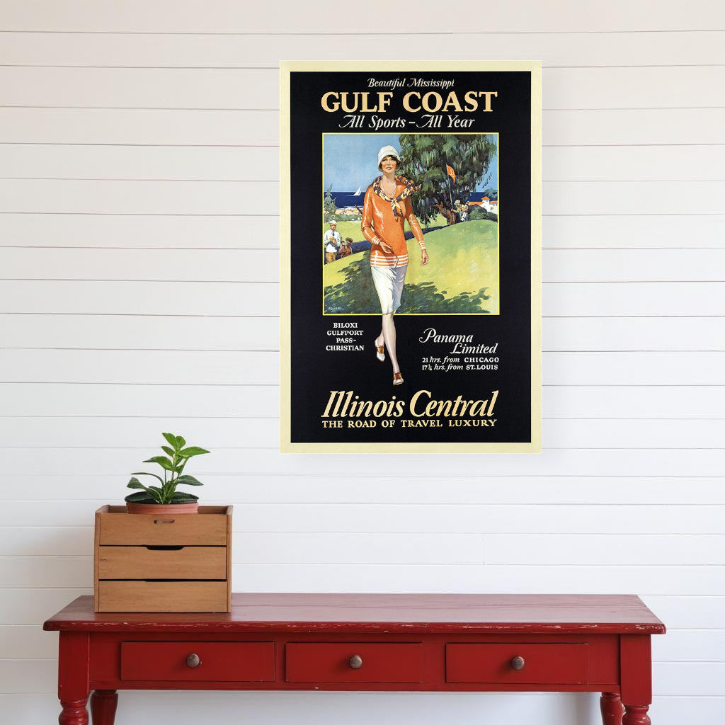 Gulf Coast Golf 1932 Vintage Travel Unframed Print Wall Art