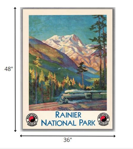 36" X 48" Rainier National Park C1920S Vintage Travel Poster Wall Art