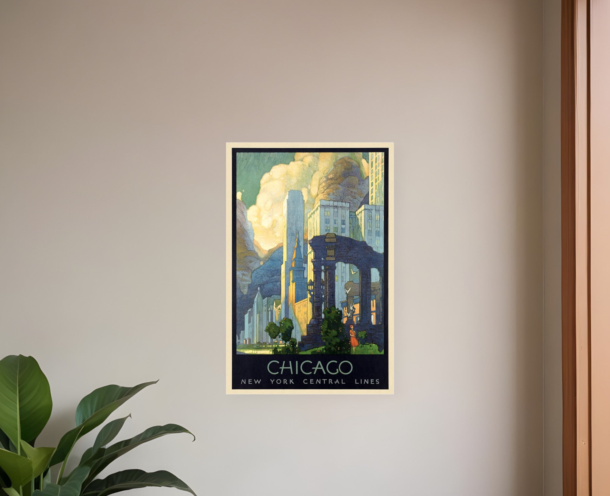 36" X 54" Vintage 1929 Chicago Michigan Ave Travel Poster Wall Art