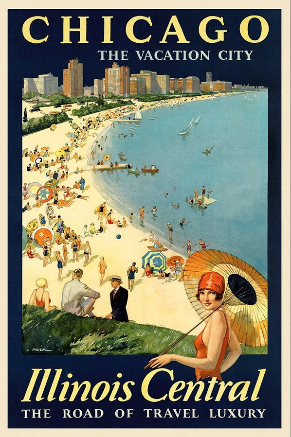 Vintage 1929 Chicago Vacation Travel Unframed Print Wall Art