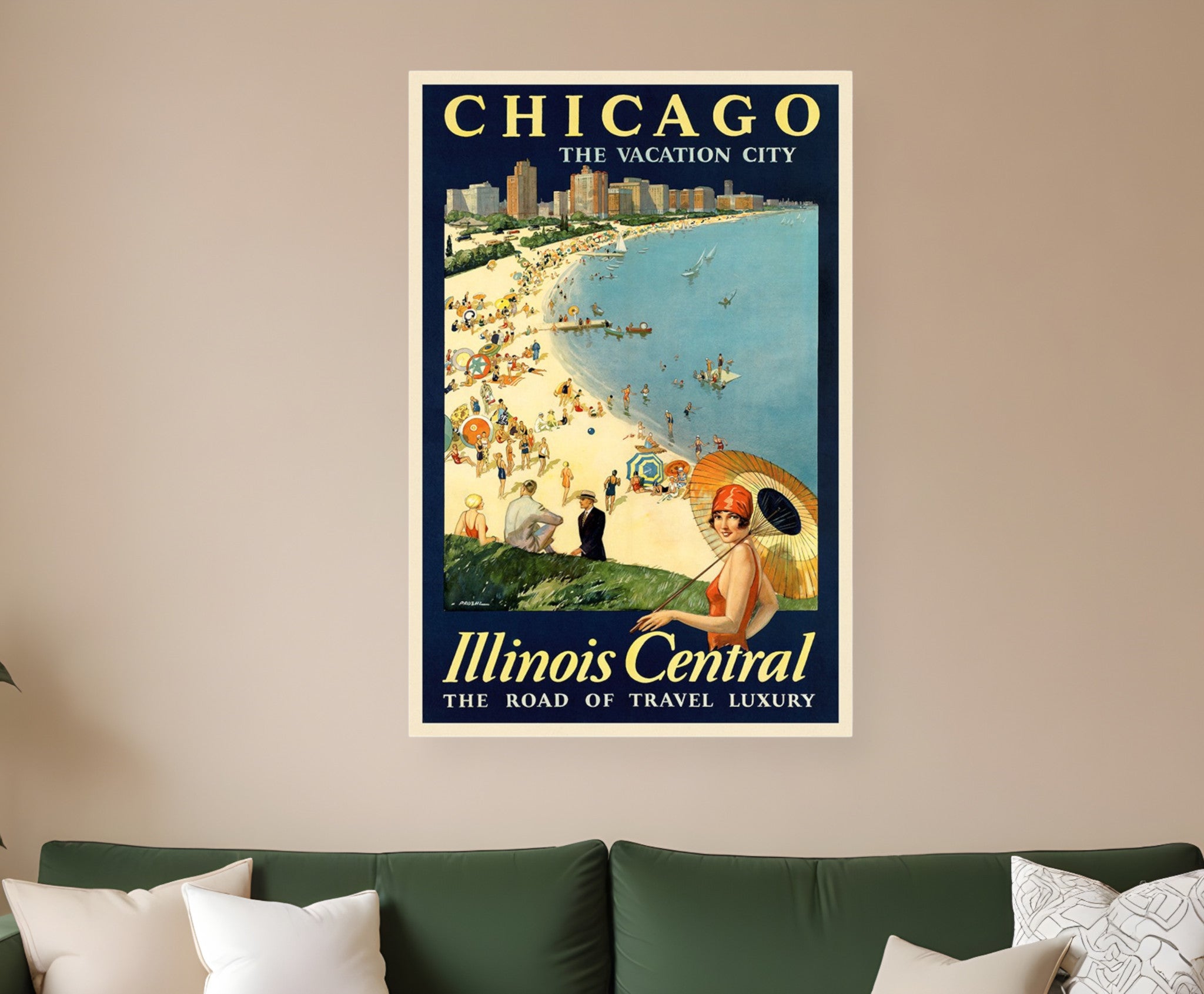 Vintage 1929 Chicago Vacation Travel Unframed Print Wall Art